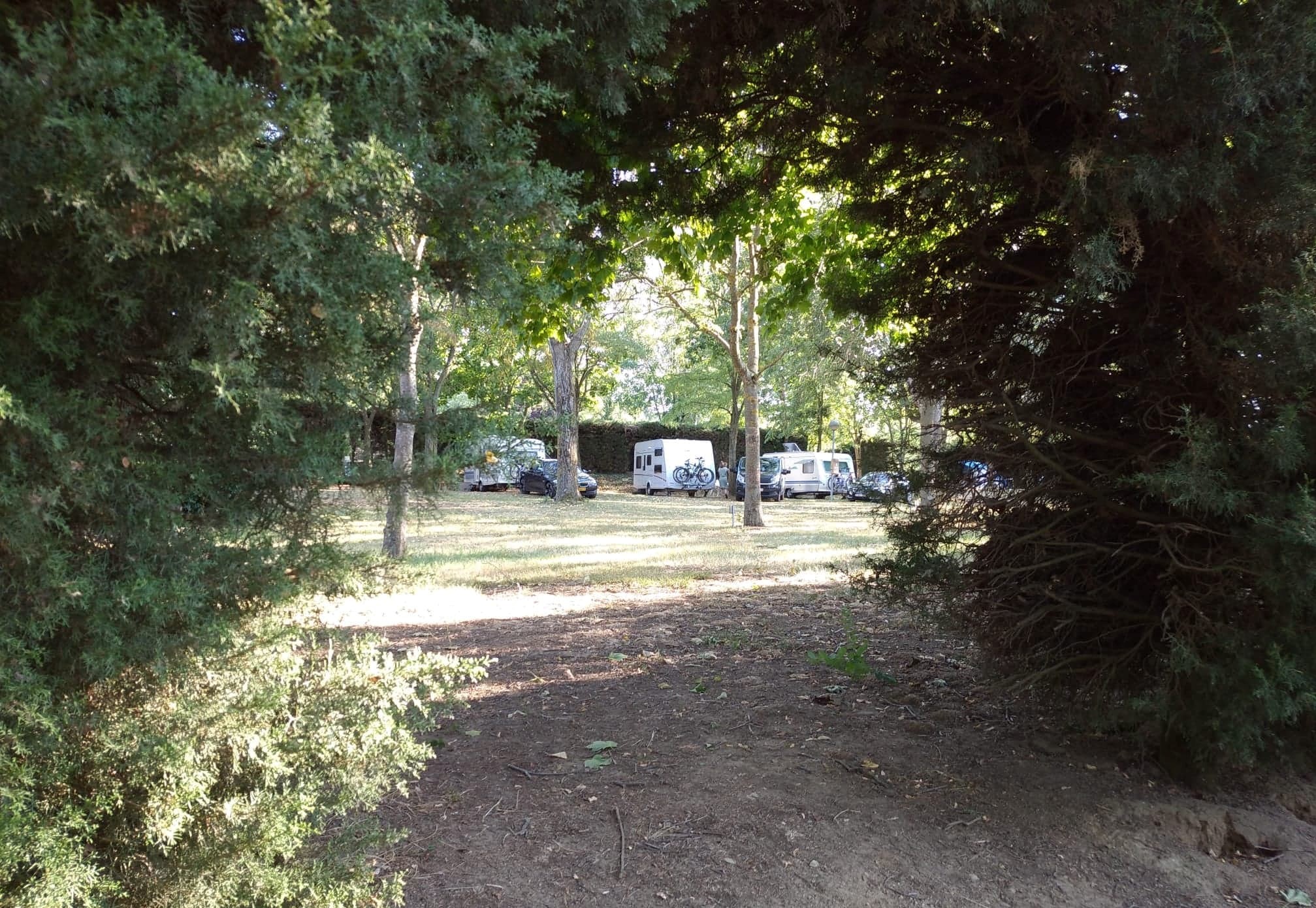 camper van pitch located in green Ardèche
